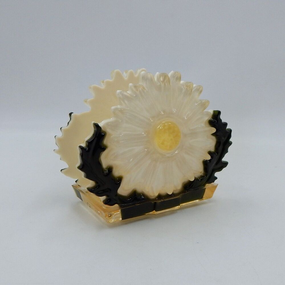 Daisy Floral Napkin Letter Holder 4.5 Inch Lucite Acrylic Resin 1969 USA Made